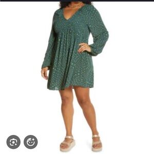 Nordstrom BP Smocked V Neck Babydoll Dress